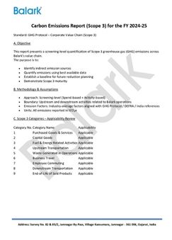 Carbon Emissions Report (Scope 3) for the FY 2024-25