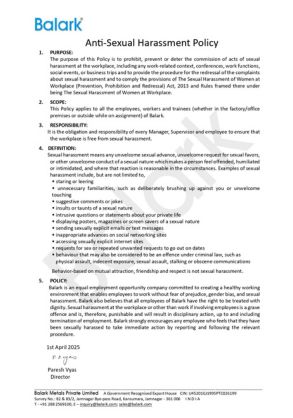Anti Sexual Harrashment Policy