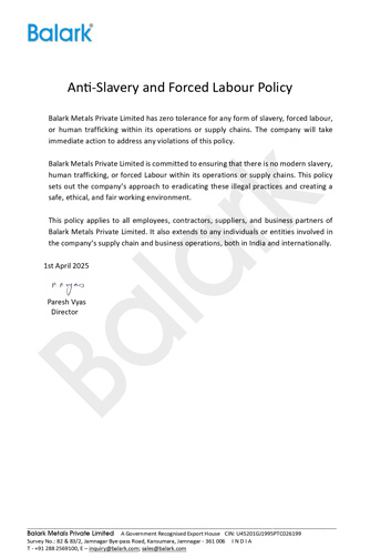 Anti Slavery and Forced Labour Policy