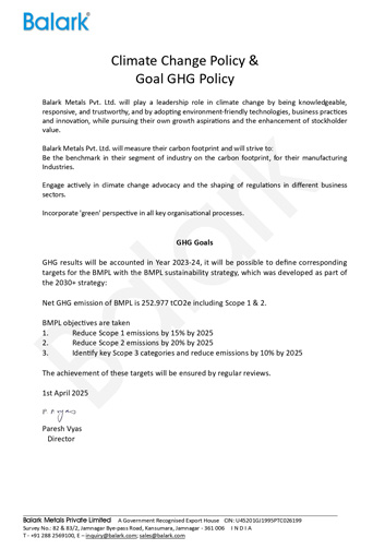Climate Change Policy & Goal GHG Policy