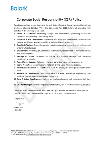 Corporate Social Responsibility (CSR) Policy
