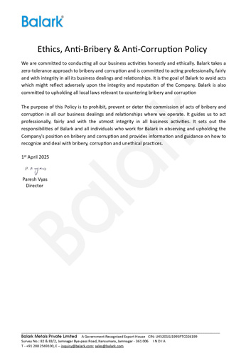 Ethics, Anti-Bribery & Anti-Corruption Policy
