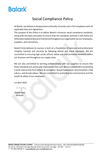 Social Compliance Policy